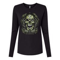 Original Gangster Skull Bling Womens Cotton Relaxed Long Sleeve T-Shirt