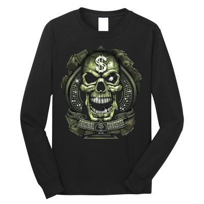 Original Gangster Skull Bling Long Sleeve Shirt