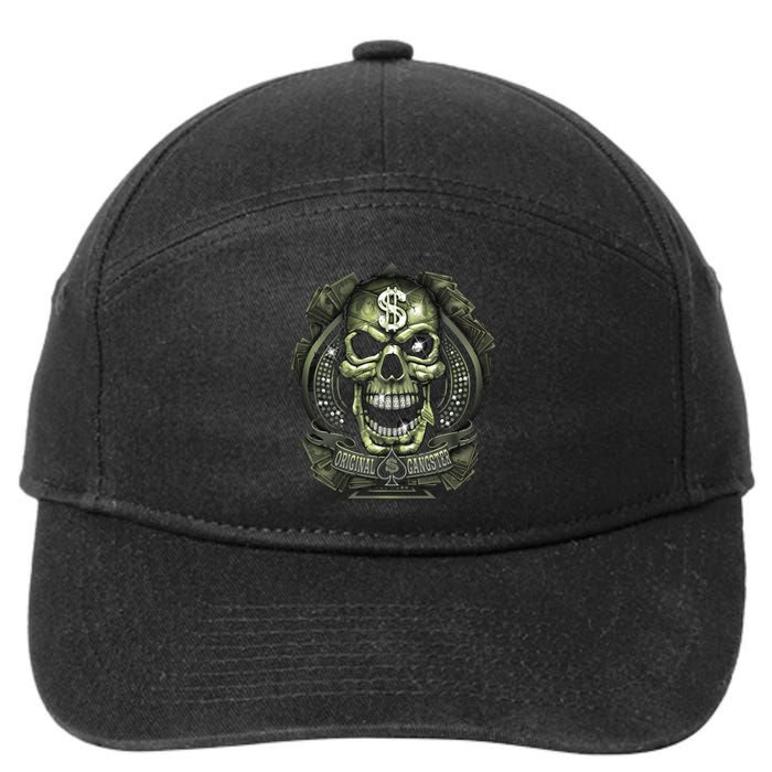 Original Gangster Skull Bling 7-Panel Snapback Hat