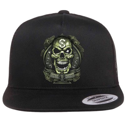 Original Gangster Skull Bling Flat Bill Trucker Hat