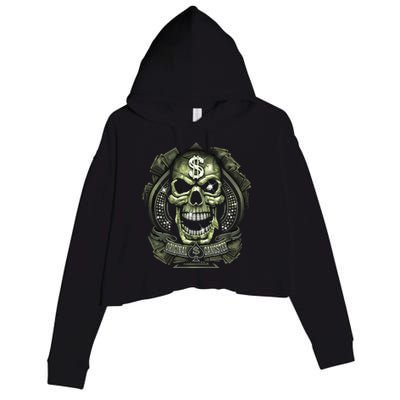 Original Gangster Skull Bling Crop Fleece Hoodie