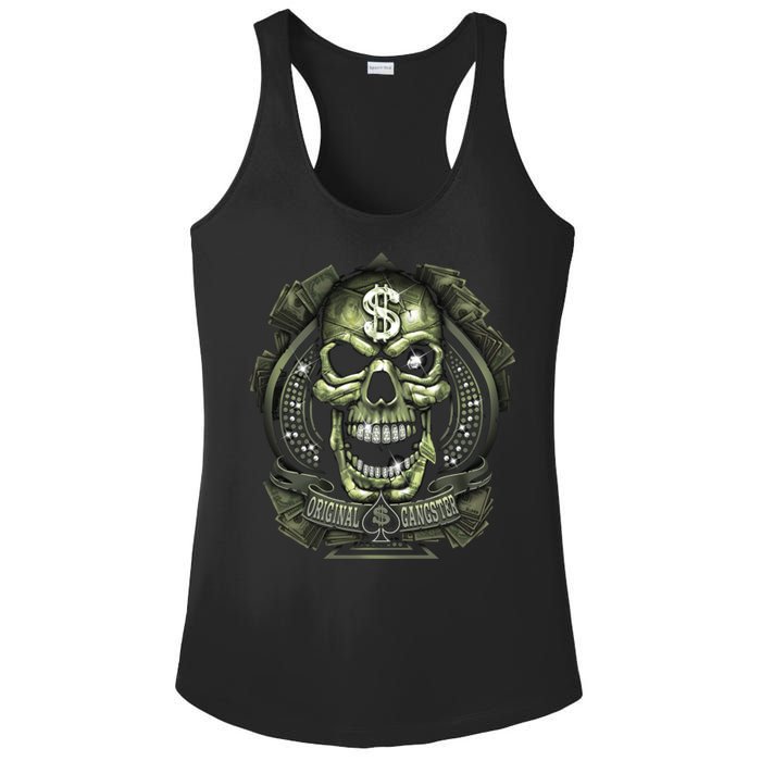 Original Gangster Skull Bling Ladies PosiCharge Competitor Racerback Tank