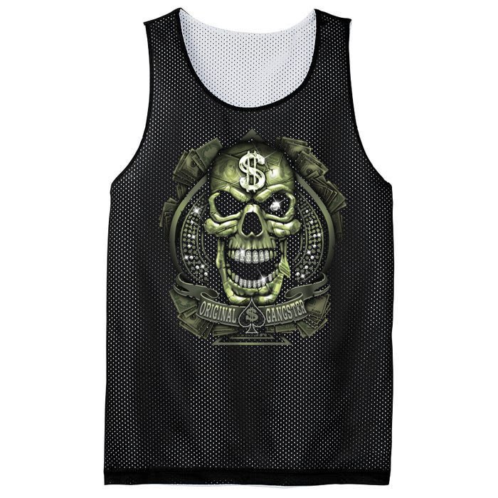 Original Gangster Skull Bling Mesh Reversible Basketball Jersey Tank