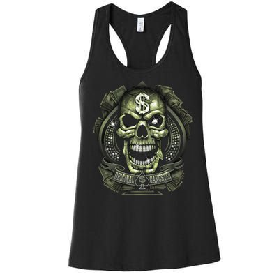 Original Gangster Skull Bling Women's Racerback Tank