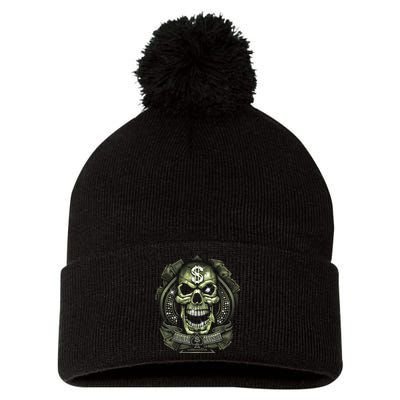 Original Gangster Skull Bling Pom Pom 12in Knit Beanie