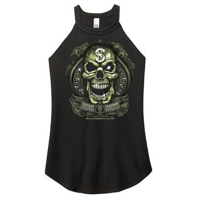 Original Gangster Skull Bling Women's Perfect Tri Rocker Tank