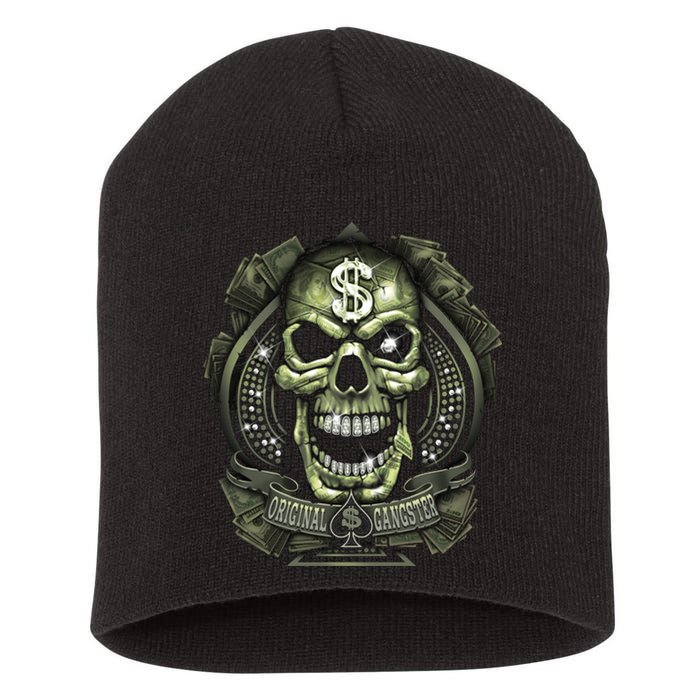 Original Gangster Skull Bling Short Acrylic Beanie