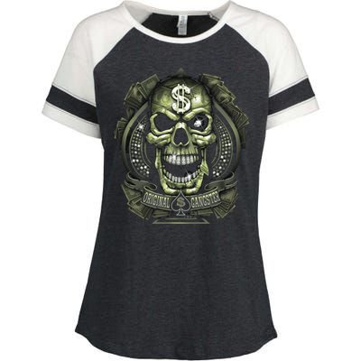 Original Gangster Skull Bling Enza Ladies Jersey Colorblock Tee