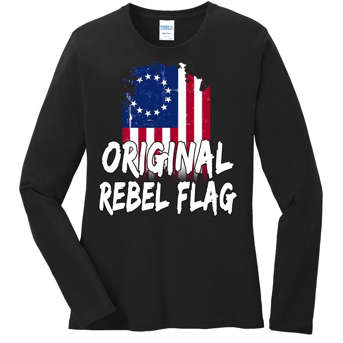 Original Rebel Flag Ladies Long Sleeve Shirt