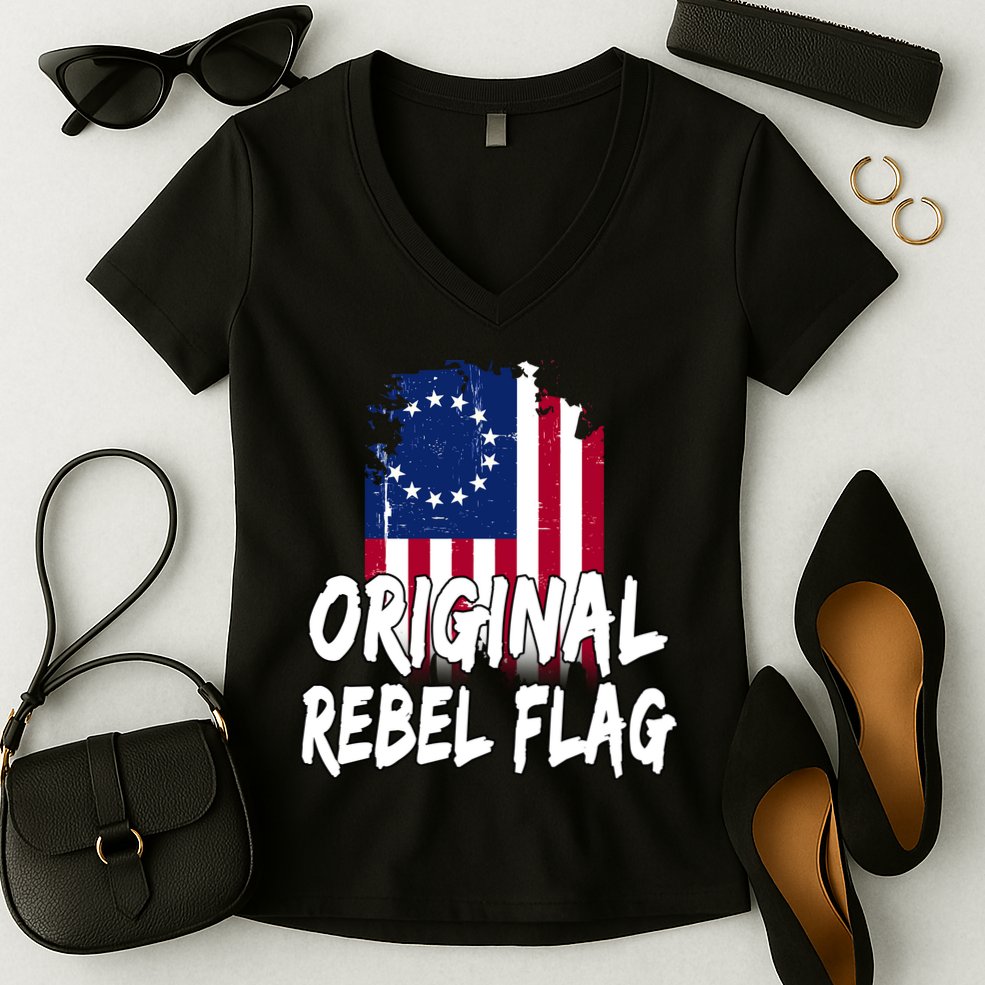 Original Rebel Flag Women's V-Neck T-Shirt