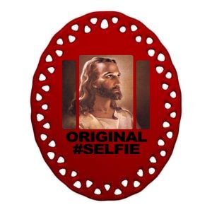 Original Selfie Jesus Ceramic Oval Ornament