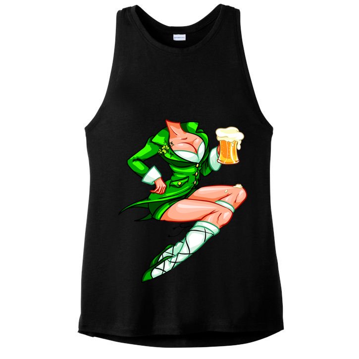 Original Sexy Irish Gril St. Patrick's Day Beer Ladies PosiCharge Tri-Blend Wicking Tank