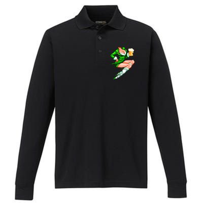 Original Sexy Irish Gril St. Patrick's Day Beer Performance Long Sleeve Polo