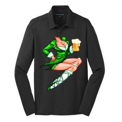 Original Sexy Irish Gril St. Patrick's Day Beer Silk Touch Performance Long Sleeve Polo