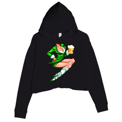 Original Sexy Irish Gril St. Patrick's Day Beer Crop Fleece Hoodie