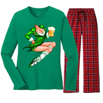 Original Sexy Irish Gril St. Patrick's Day Beer Women's Long Sleeve Flannel Pajama Set 