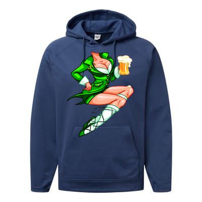 Original Sexy Irish Gril St. Patrick's Day Beer Performance Fleece Hoodie