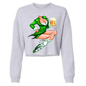 Original Sexy Irish Gril St. Patrick's Day Beer Cropped Pullover Crew