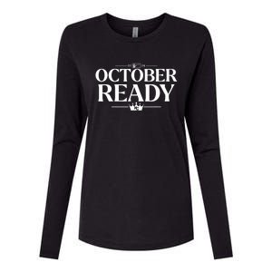 October Ready Kc Blue Womens Cotton Relaxed Long Sleeve T-Shirt