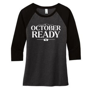 October Ready Kc Blue Women's Tri-Blend 3/4-Sleeve Raglan Shirt