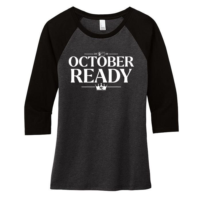 October Ready Kc Blue Women's Tri-Blend 3/4-Sleeve Raglan Shirt