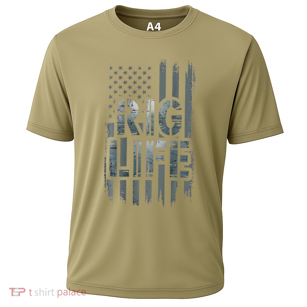 Oil Rig Life Pump Gas Worker Usa Flag Oil Patch Strong Cooling Performance Crew T-Shirt