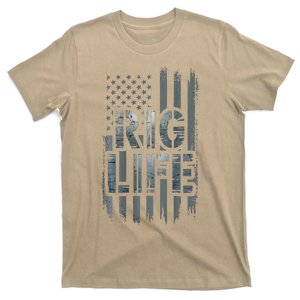 Oil Rig Life Pump Gas Worker Usa Flag Oil Patch Strong T-Shirt