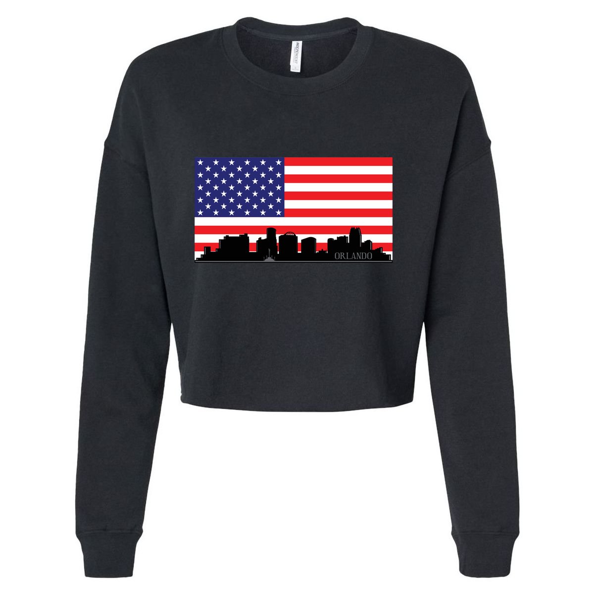 Orlando Florida American Flag Cropped Pullover Crew