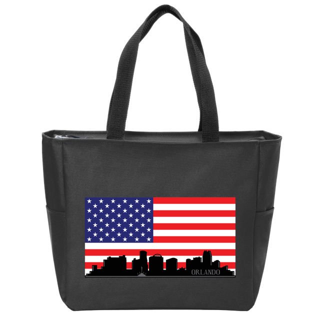 Orlando Florida American Flag Zip Tote Bag