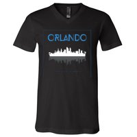 Orlando Florida City Skyline V-Neck T-Shirt