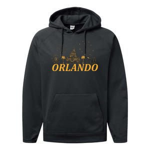 Orlando Florida Gold Logo Performance Fleece Hoodie