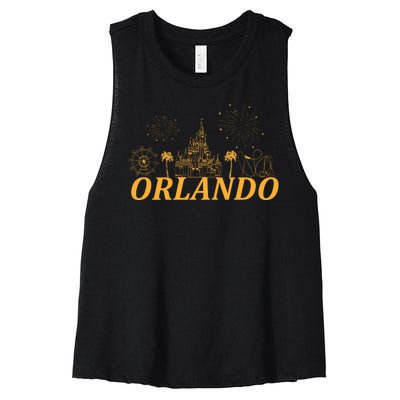 Orlando Florida Gold Logo Women's Racerback Cropped Tank