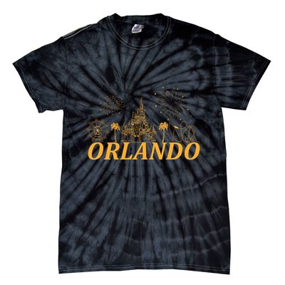 Orlando Florida Gold Logo Tie-Dye T-Shirt