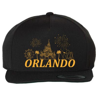 Orlando Florida Gold Logo Wool Snapback Cap