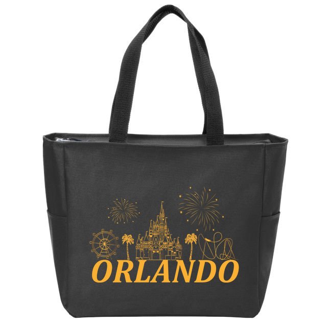 Orlando Florida Gold Logo Zip Tote Bag