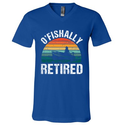 Ofishally Retired Made Fisherman Fishing Funny Gift V-Neck T-Shirt