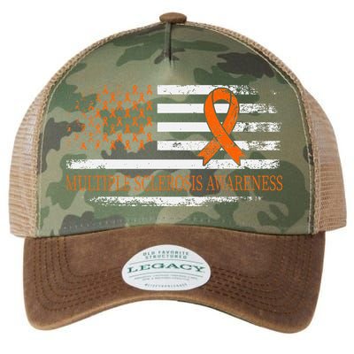 Orange Ribbon Ms Multible Sclerosis Awareness Legacy Tie Dye Trucker Hat