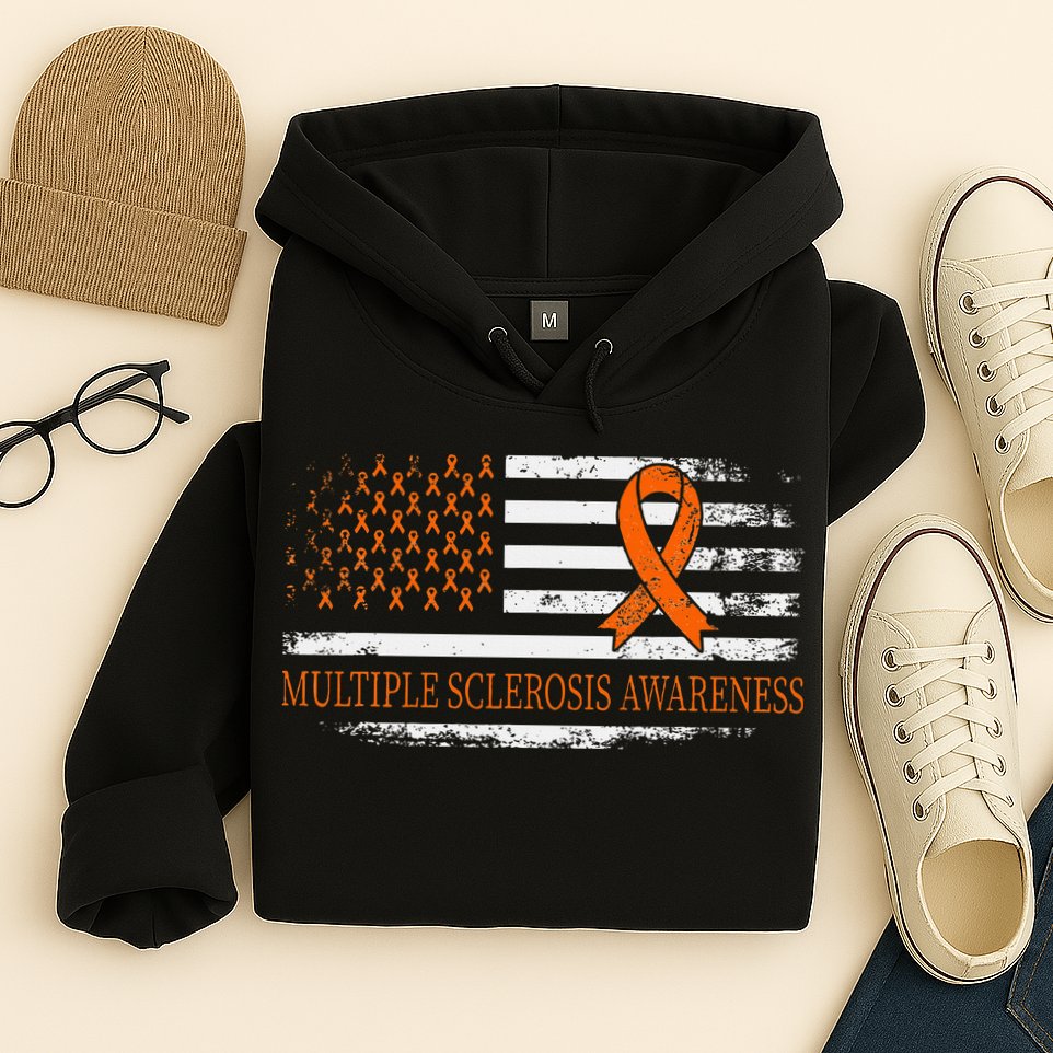 Orange Ribbon Ms Multible Sclerosis Awareness Hoodie