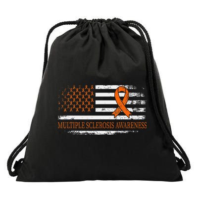 Orange Ribbon Ms Multible Sclerosis Awareness Drawstring Bag