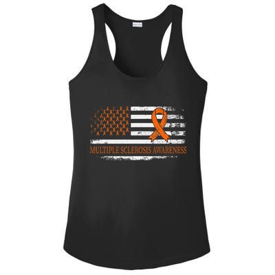 Orange Ribbon Ms Multible Sclerosis Awareness Ladies PosiCharge Competitor Racerback Tank