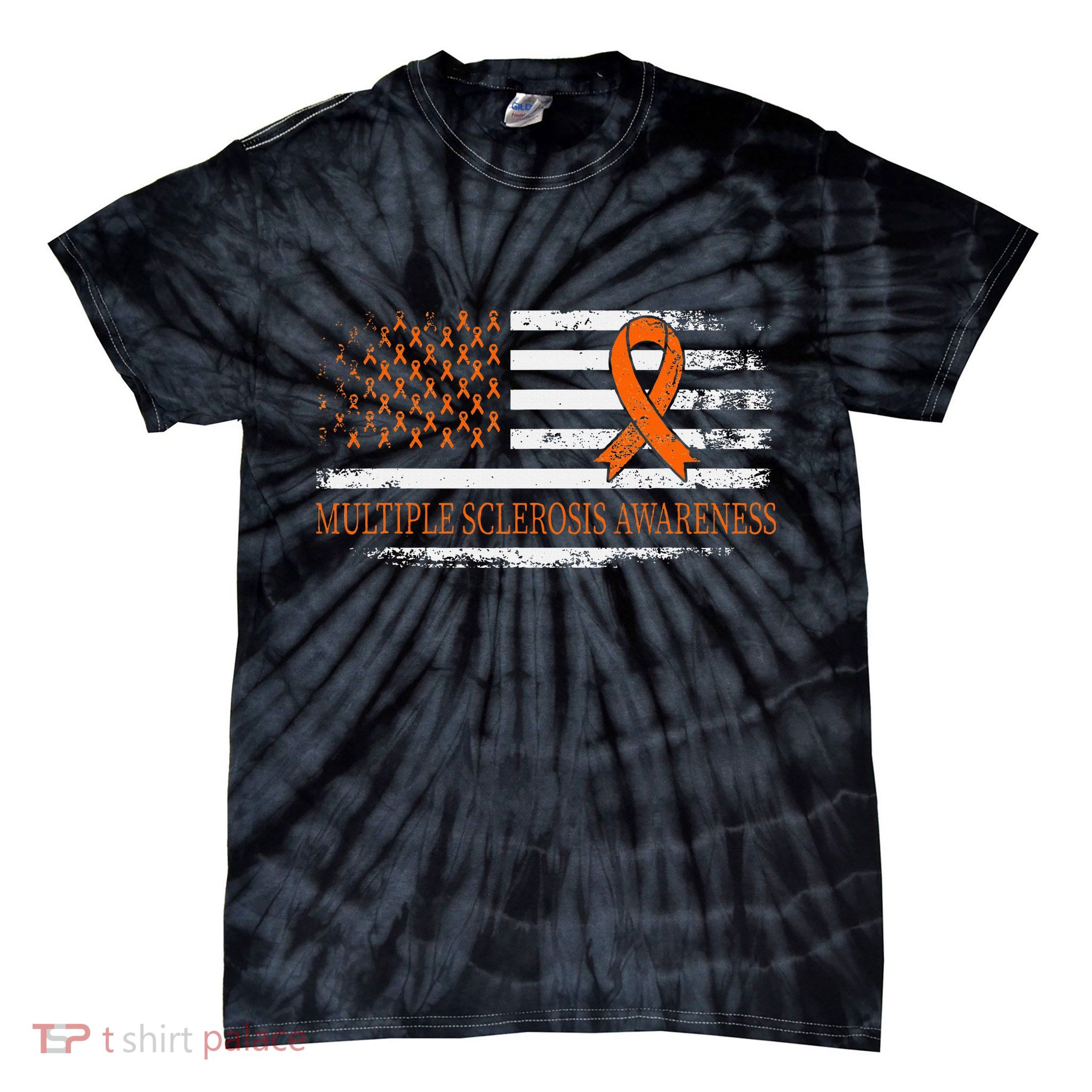 Orange Ribbon Ms Multible Sclerosis Awareness Tie-Dye T-Shirt