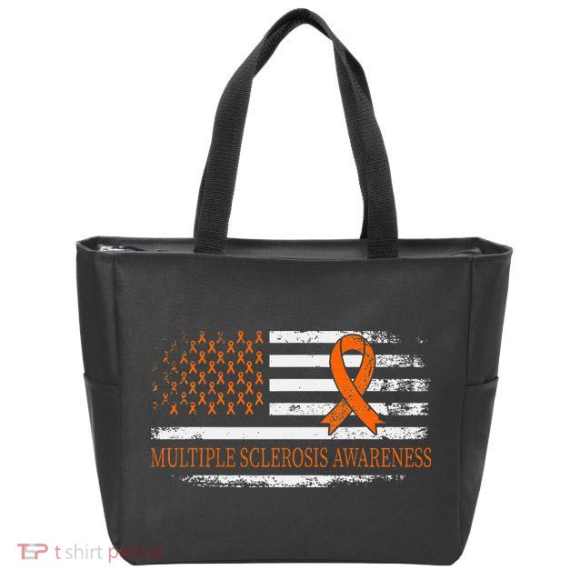 Orange Ribbon Ms Multible Sclerosis Awareness Zip Tote Bag