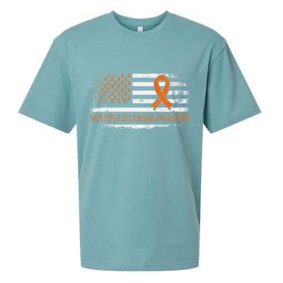 Orange Ribbon Ms Multible Sclerosis Awareness Sueded Cloud Jersey T-Shirt