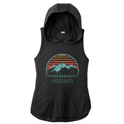 Ohio Retro Mountain Hiking 80s Style Ladies PosiCharge Tri-Blend Wicking Draft Hoodie Tank