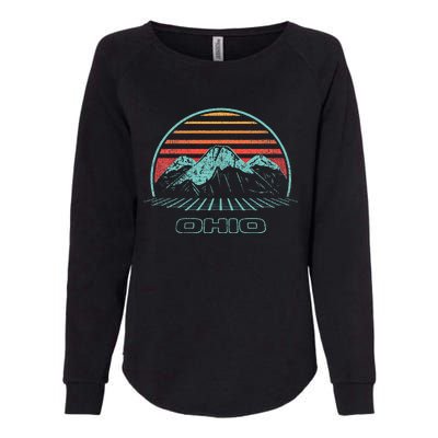 Ohio Retro Mountain Hiking 80s Style Womens California Wash Sweatshirt