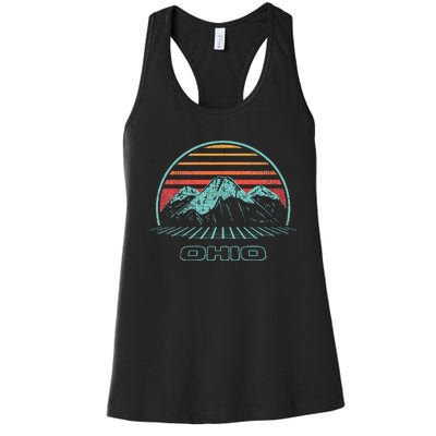 Ohio Retro Mountain Hiking 80s Style Women's Racerback Tank