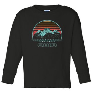 Ohio Retro Mountain Hiking 80s Style Toddler Long Sleeve Shirt