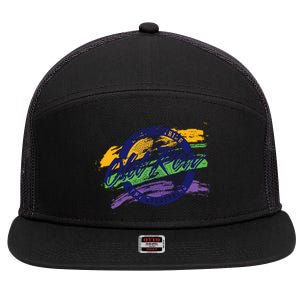 Old Row Mardi Gras Circle Logo Great Gift 7 Panel Mesh Trucker Snapback Hat