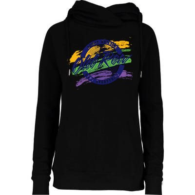 Old Row Mardi Gras Circle Logo Great Gift Womens Funnel Neck Pullover Hood