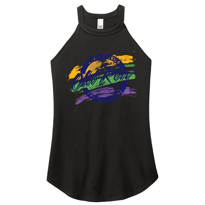 Old Row Mardi Gras Circle Logo Great Gift Women's Perfect Tri Rocker Tank